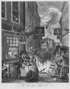 Tijden van de dag, Nacht, 1738 door William Hogarth