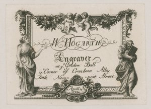 Handelskaart voor W Hogarth door William Hogarth
