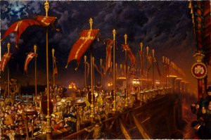 London Bridge op de Nacht van het Huwelijk van de Prins en Prinses van Wales, 1863