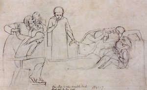 Studies voor de figuren van de dokter, rouwenden en Minerva, 1846 door William Holman Hunt