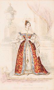 Een dame in hofkleding van middeleeuwse inspiratie