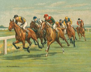 Historische en Moderne Races, Vlakke Races, Paard, Modern (chromolitho)
