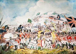 De Royal Dublin Militie van de Koningin in actie bij de Slag om Vinegar Hill, Wexford, 1798