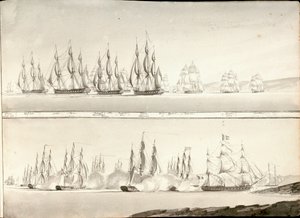 Verschillende manieren van schilderen van linieschepen, begin 19e eeuw door William Innes Pocock