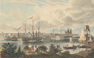 Stad Detroit, Michigan: Gezien vanaf de Canadese Oever nabij de Veerboot, gepubliceerd 1837