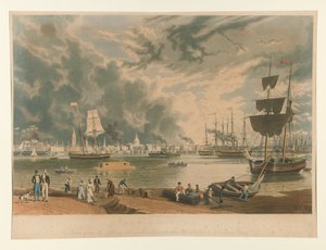 New Orleans, gezien vanaf de overzijde op korte afstand boven het midden of de Picayune-veerboot door William James Bennett
