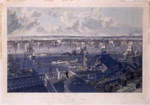 New York vanaf Brooklyn Heights, 1837 door William James Bennett