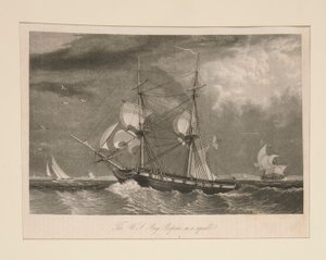 De Amerikaanse brik Porpoise in een storm