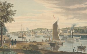 Troy: vanaf de westelijke oever van de Hudson voor het arsenaal van de Verenigde Staten door William James Bennett