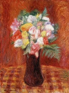 Boeket in paarse vaas door William James Glackens