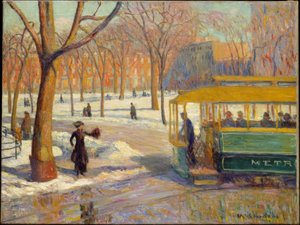 De groene wagen door William James Glackens