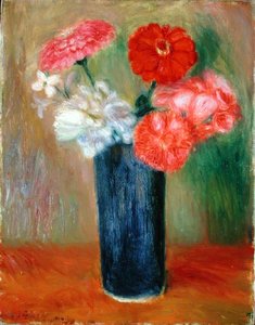 Bloemen in een blauwe vaas