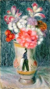 Bloemen in een Quimper vaas door William James Glackens