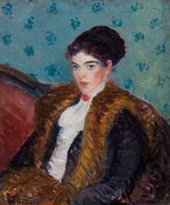 Meisje met vossenbont door William James Glackens
