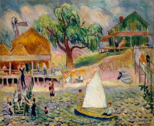 Het Groene Strandhuis, Bellport, Long Island door William James Glackens