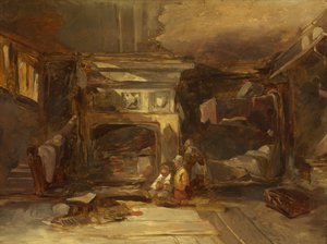 Een Welsh interieur, ca. 1844 door William James Muller