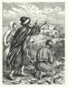 Joodse pelgrims in zicht van Jeruzalem door William James Webbe