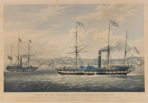 Schepen van de General Steam Navigation Company. De Caledonia van 800 ton, vertrekkend uit Hamburg - De Neptune van 800 ton, de Elbe binnenvarend op haar reis naar Hamburg, met de post van Hare Majesteit