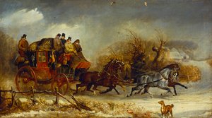 Koetsscène - Door de vier seizoenen: Winter door William Joseph Shayer