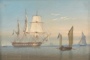 Een Britse Fregat Laat het Anker Zakken door William Joy