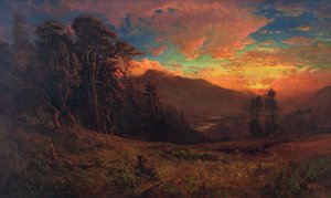 Een herfstachtige zonsondergang aan de Russian River door William Keith
