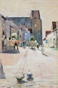 De hoofdstraat, Grez-sur-Loing, 1884 door William Kennedy