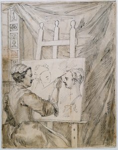 Lady Burlington aan haar ezel in haar tuin kamer door William Kent