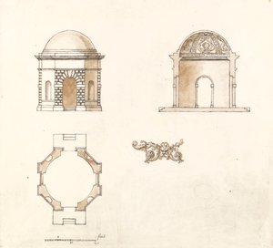 Achthoekige Tempel in Shotover Park, Oxfordshire: Plan, Sectie en Verhoging door William Kent