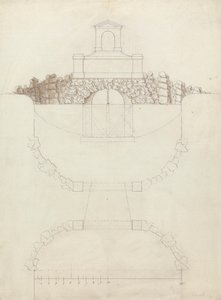 De Waterval bij Chiswick House, Middlesex: Elevatie en Plattegrond door William Kent