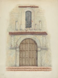 Gebogen deuropening Mission San Diego, ca. 1942