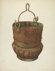 Geslagen koperen emmer, 1938 door William Kieckhofel