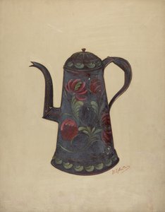 Toleware Koffiepot, ca. 1936 door William L Antrim