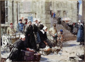 Botermarkt, Concarneau, ca. 1939 door William Lee Hankey