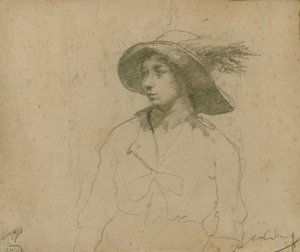 Studie voor een Portret van een Zittende Vrouw met Hoed door William Lee Hankey