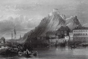 Fort Ehrenbreitstein, Rijn door William Leighton (after) Leitch