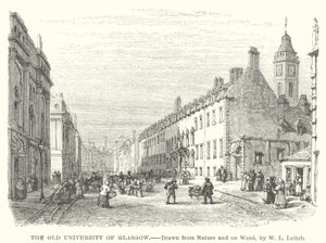 De oude universiteit van Glasgow (gravure) door William Leighton (after) Leitch