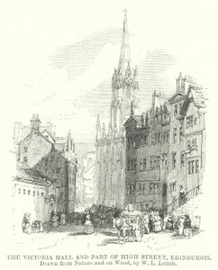 De Victoria Hall en een deel van High Street, Edinburgh (gravure) door William Leighton (after) Leitch