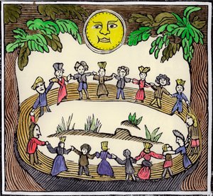 Een kring van heksen dansend onder een volle maan, 19e of begin 20e eeuw door William Linnell