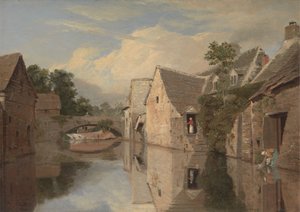 Huisjes bij een Rivier door William Linton