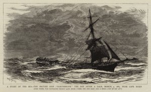 Een Verhaal van de Zee, het Britse Schip Northbrook de Dag na een Storm, 4 maart 1885, nabij Kaap Hoorn