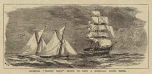 Falmouth kleermakersboten racen om een thuiskomende boot te ontmoeten