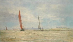 Hoo Fort, rivier de Medway door William Lionel Wyllie