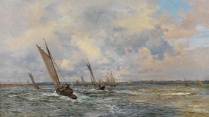 Garnalenvissers die naar de wind trekken door William Lionel Wyllie