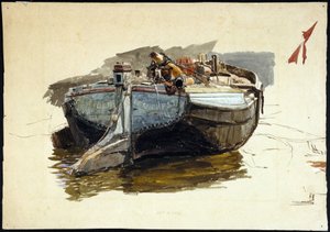 Thames woonboot (Engeland) door William Lionel Wyllie
