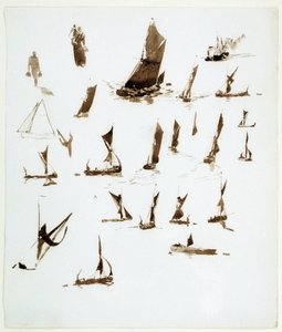 Thames woonbootstudies (Engeland), ca. 1890 door William Lionel Wyllie