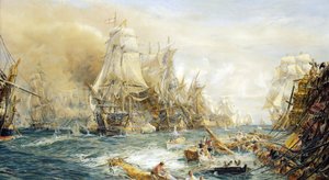 De Slag bij Trafalgar, om 14:30 uur op 21 oktober door William Lionel Wyllie