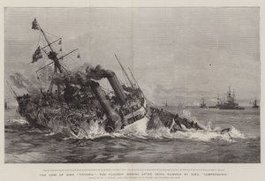 Het verlies van HMS Victoria, het vlaggenschip dat zinkt na te zijn geramd door HMS Camperdown