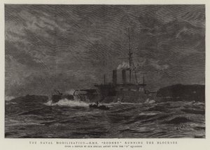 De maritieme mobilisatie, H.M.S. Rodney doorbreekt de blokkade door William Lionel Wyllie