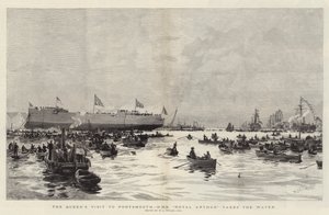 Het bezoek van de koningin aan Portsmouth, HMS Royal Arthur te water