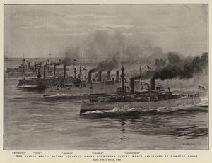 Het Amerikaanse vliegende squadron onder Commodore Schley dat zich verzamelde bij Hampton Roads